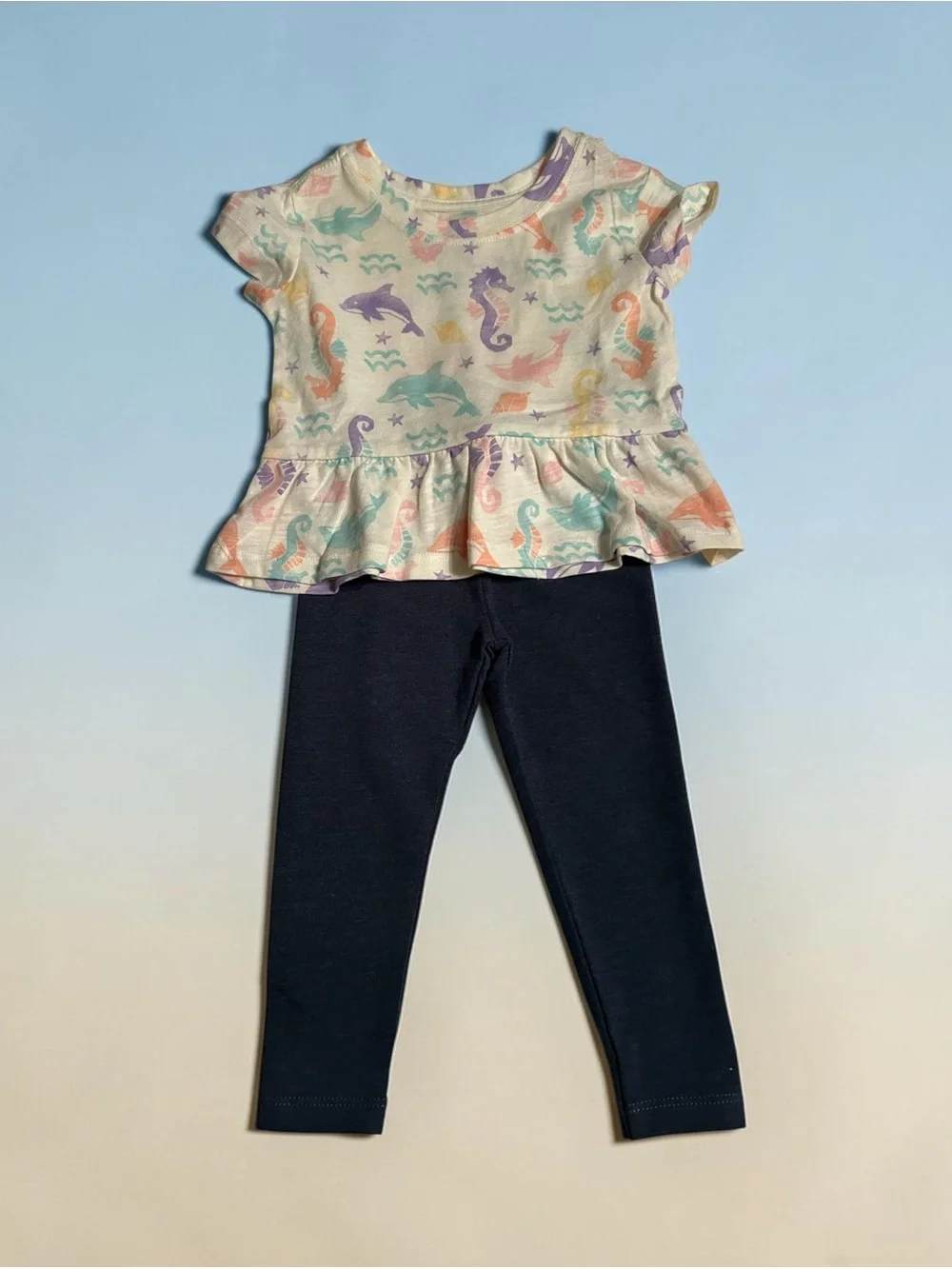 Wonder Nation Baby Girl Clothes Size 12 Months-Tops, Leggings & Bodysuit 5 Pack